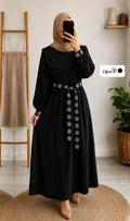 ROBE ÉLÉGANCE FLEURIE – DILA MODE tissu /قماش : slap / سلاب