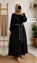 ROBE ÉLÉGANCE FLEURIE – DILA MODE tissu /قماش : slap / سلاب