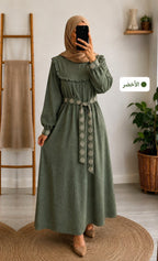 ROBE ÉLÉGANCE FLEURIE – DILA MODE tissu /قماش : slap / سلاب